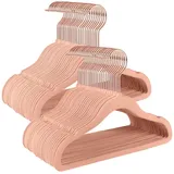 Songmics Kinderkleiderbügel, 50er Set Kleiderbügel Kinder, Baby-Kleiderbügel, Bügel Samt, 360° drehbarer Haken in Roségold, platzsparend, rutschfest, für Kleiderschrank, pastellrosa CRF027P01