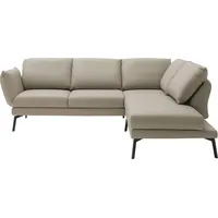 Ecksofa SCHÖNER WOHNEN-KOLLEKTION "L-Form" Sofas Gr. B/H/T: 329cm x 87cm x 259cm, Dickleder, Ottomane rechts, mit Drehsitzfunktion und Armlehnenfunktion links, mit Rückenneigung und Drehsitzfunktion im Eckelement, grau (taupe) Drehsitz-Funktion, USB-Anschluss, Armlehnfunktion, Rückenverstellung