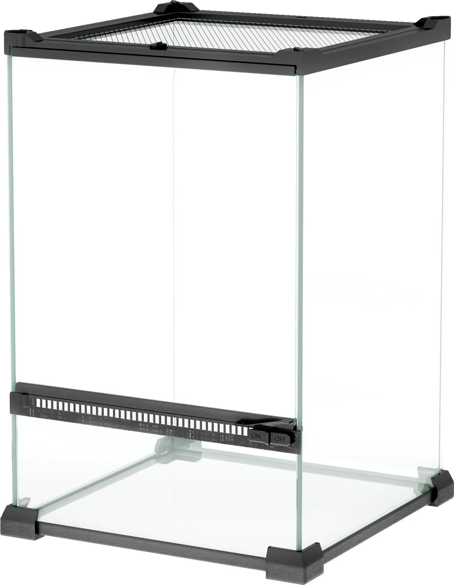 PawHut Terrarium aus Glas für Reptilien Vivarium 12 L Reptilienbox Reptilienaufzuchtbox mit Metallnetzdeckel, für Frösche, Schlangen, Schildkröten, 20 x 20 x 30 cm, Schwarz   Aosom