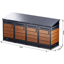 RS Trade Mülltonnenbox 4er 240 L  Holzoptik