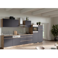 Held Möbel Küchenzeile Turin 360 cm Graphit-Wotaneiche mit E-Geräten
