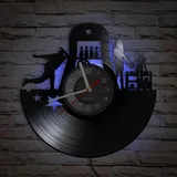 Smotly Vinyl-Wanduhr, Bowling-Themen-Wanduhr mit LED-Nachtlichtfunktion, Wanduhr Geschenk für personalisierte Heimdekoration. (Mehrfarbig)