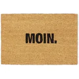 Relaxdays Fußmatte Kokos "Moin.", rutschfeste Schmutzfangmatte, Fußabtreter innen & außen, Kokosmatte 40x60 cm, Natur