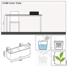 LECHUZA Cube Color Triple 40 x 14 x 13,5 cm sandbraun