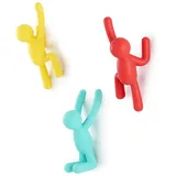 Umbra Buddy - Dekorative Wandhaken Garderobe für Jacken, Schals, Taschen, Rucksäcke, Handtücher und Mehr, 3er-Set, Bunt