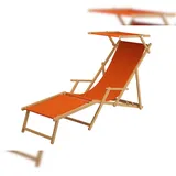 Erst-Holz Holz-Liegestuhl Strandliege mit viel Zubehör nach Wahl, Stofffarbe terracotta V-10-309N