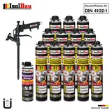 Brandschutzschaum B1 Bauschaum 12x750ml 1x Reiniger Montageschaum Schaum Pistole