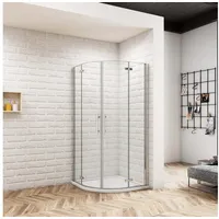 AICA Runddusche Duschkabine Runddusche Duschabtrennung Viertelkreis Falttür NANO Glas, BxT: 80x80 cm, 6 mm Easyclean ESG Sicherheitsklarglas, wasserabweisende Glasbeschichtung 80 cm x 195 cm x 80 cm