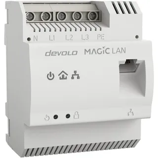 devolo Magic 2 LAN DINrail Powerline Hutschienen Adapter, bis zu 2.400 Mbit/s, Internet aus dem Verteilerkasten, professionelles Heimnetzwerk, grau