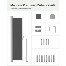 Songmics Seitenmarkise 180 x 450 cm grau Polyester