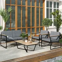 Outsunny Gartenmöbel Set 4 Personen wetterfest Balkonmöbel-Set mit 2er