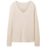 Tom Tailor Basic Pullover Mit V-ausschnitt Desert Sand Melange L