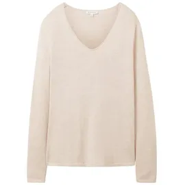 Tom Tailor Basic Pullover Mit V-ausschnitt Desert Sand Melange L