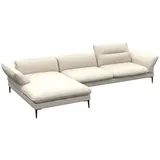 flexlux Ecksofa Salino, Funktionssofa mit Recamiere, Relaxsofa, Ecksofa, Sofa mit Arm- und Kopfteil-Verstellungen, Kaltschaum & Stahl-Wellen weiß