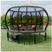 GUNJI Gartentrampolin Basketballkorb-Trampolin, Durchmesser 228/305 cm, Kindertrampolin, Ø 366 cm, (Enthält Leiter, Sicherheitsnetz, Schuhnetz, 360°-Schutzgitter und Fallschutzmatte, mit einer Tragkraft von 150 kg-ostern geschenke) 366 cm