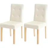 Mendler 2er-Set Esszimmerstuhl HWC-E58, Stuhl Essstühle Kunstleder creme, helle Beine