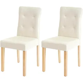 Mendler 2er-Set Esszimmerstuhl HWC-E58, Stuhl Essstühle ~ Kunstleder creme, helle Beine