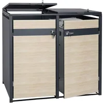 Mendler Mülltonnenverkleidung HWC-J82 50 kg braun