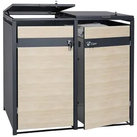 Mendler Mülltonnenverkleidung HWC-J82 50 kg braun