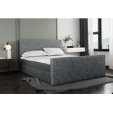 Kaiser Boxspringbett mit bettkasten und Matratze + Topper LILA stof Puente Dunkelgrau 180x200 cm