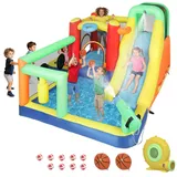 9-in-1 Aufblasbare Hüpfburg Mit Gebläse Rutsche Planschbecken Wasserpistole Für 3-8 Jahre 330x290x185 Cm Mehrfarbig