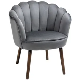 Homcom Esszimmerstuhl mit Rückenlehne Wohnzimmerstuhl Polyester Gummiholz