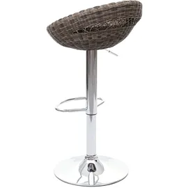 Mendler 2er-Set Barhocker HWC-G26, Tresenhocker Barstuhl Drehhocker, In-/Outdoor Poly-Rattan chrom