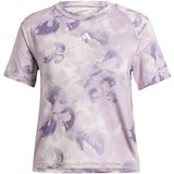 adidas Women's Train Essentials AOP Flower T-Shirt, Putty Mauve/Preloved Fig, XS