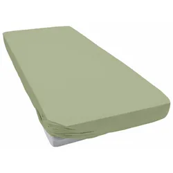 Spannbettlaken ESTELLA "Jersey Topper aus Baumwolle mit Elasthan", grün (lindgrün), B:100cm L:200cm, Jersey, Obermaterial: 97% Baumwolle, 3% Elasthan, Laken, für Topper bis 10 cm Höhe
