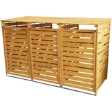 MonsterShop Mülltonnenbox Mülltonnenverkleidung 3 Tonnen Müllbox Mülltonnenabdeckung Holz - Braun