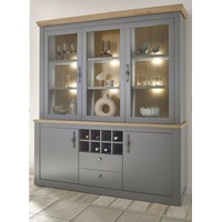 Furn.Design Buffet Rideau (Buffetschrank in grau mit Eiche Artisan, 183 x 206 cm) mit ganz viel Stauraum, Landhausstil modern grau