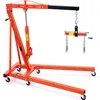 Motorheber Motorkran 2t, Werkstattkran + Nivellierer für Motorheber 680 kg, Klappbarer Motorhalter Hochleistungsstahl Motorkran, Werkstatt Kran Getriebeheber Hebekran Ladekran Orange + Schwarz