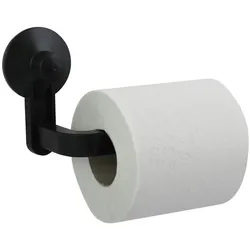 MSV Toilettenpapierhalter Rollenhalter zum Hängen Bad Regal Badezimmer schwarz - mit Saugnäpfen