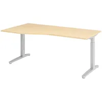 Bümö Schreibtisch höhenverstellbar 180x100 cm in Ahorn, Silber, -