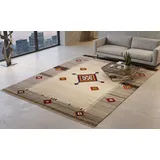 KUHFELL online & NOMAD Orientteppich Nomaden Teppich Kelim Kamoo Handgewebt Beige Bunt 240 x 165 cm, 100% Wolle