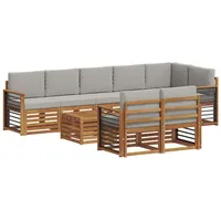 vidaXL Sofagarnituren 9 pcs Natürlich und Hellgrau Massivholz Akazie