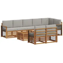 vidaXL Sofagarnituren 9 pcs Natürlich und Hellgrau Massivholz Akazie