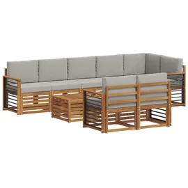 vidaXL Sofagarnituren 9 pcs Natürlich und Hellgrau Massivholz Akazie