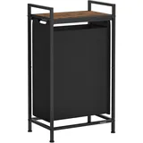 VASAGLE Wäschekorb mit Ablage, tintenschwarz-vintagebraun