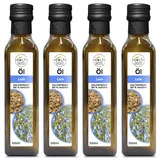 4x500 ml Leinöl Leinsamenöl Health Seed® - Ungefiltert Kaltgepresst Glasflasche