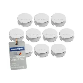 Magnetoplan Ergo-Magnete, Large silber Pack a 10 Stück