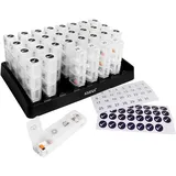 KMINA - Tablettenbox Monat 31 Tage 4 Fächer, Medikamentenbox Groß, Tablettenspender 1 Monat, Pillenbox