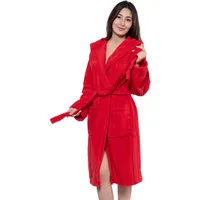 MAIAS art home® Bademantel mit Kapuze – 100 % Baumwolle Frottee – Damen & Herren – S bis XXL – 360g/m (DE/NL/SE/PL, Alphanumerisch, S, Regular, Regular, Rot) - S