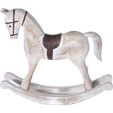 OnShop24.eu Deko Schaukelpferd aus Holz - Vintage Dekopferd Pferd Holzpferd weiß 32x37x8,5cm