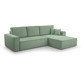 ax living Eckcouch Cord 2-Sitzer Salbeigrün