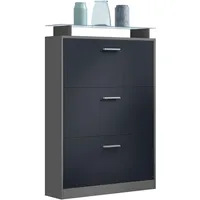Vladon Schuhschrank, Schwarz, Holzwerkstoff, 89x128x23 cm, Garderobe, Schuhaufbewahrung, Schuhkipper