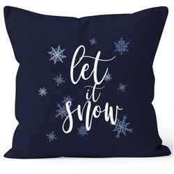 Autiga Dekokissen Kissenbezug Weihnachten Let it Snow Eiskristalle Schnee Christmas Winter Autiga® blau