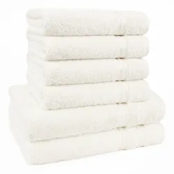 Handtuch Set HAMMETEX "6-teiliges Handtuch Set, 100% Baumwolle, Weich & Saugstark", beige (creme), 6 tlg., Frottier, Obermaterial: 100% Baumwolle, Handtuch-Sets, mit Bordüre, einfarbig, weich