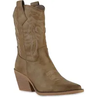 VAN HILL Cowboystiefel in Khaki