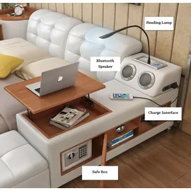xl moebel gmbh Multifunktion Bett Betten Ehebett Doppelbett Polsterbett Schlafzimmer Lederbett - Schwarz